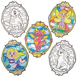Fensterdekorationen Fabelwesen zum Ausmalen  (Pro Set 16)
