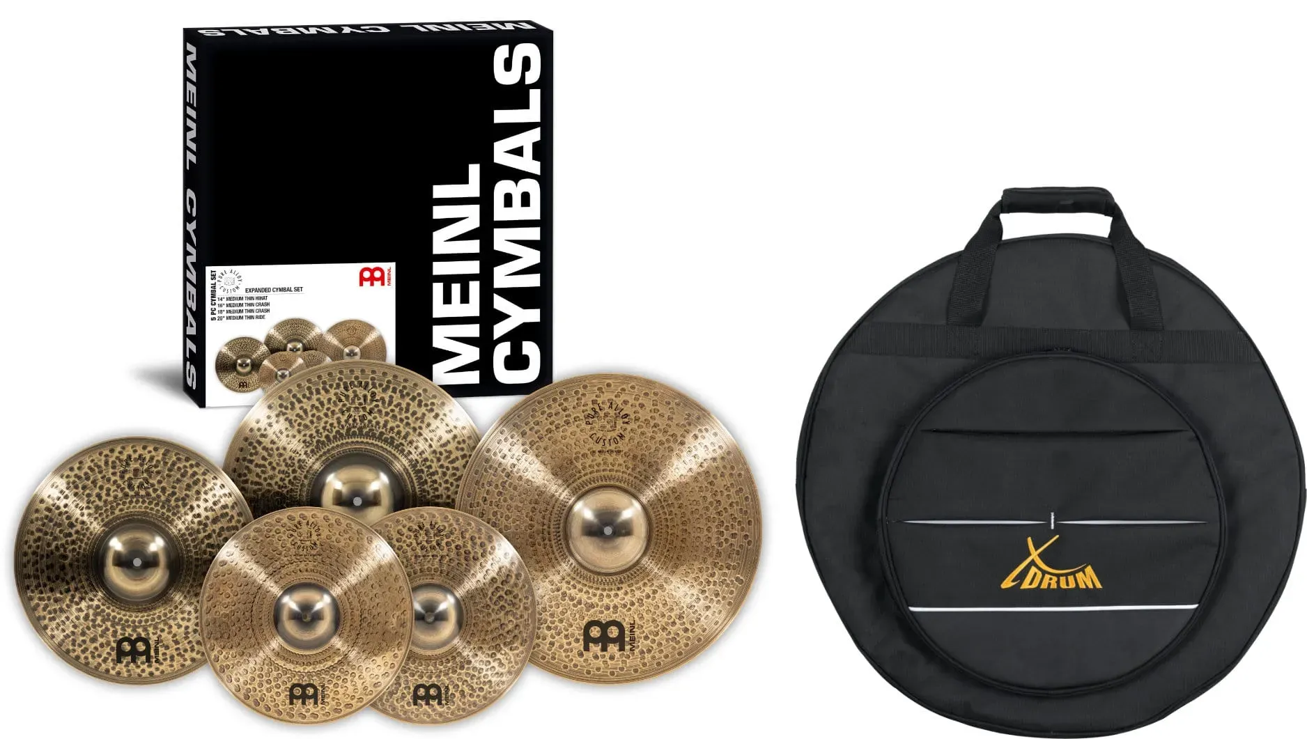 Meinl Pure Alloy Custom Medium Thin Expanded Set + Beckentasche