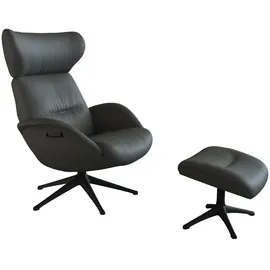 flexlux Relaxsessel More Leder 90 x 107 x 89 cm Grau mit Kopfteil