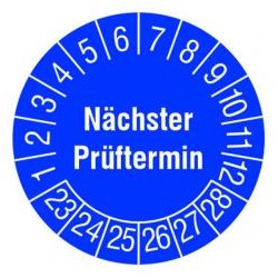 Prüfplaketten Blau, Nächster Prüftermin, 108 Aufkleber