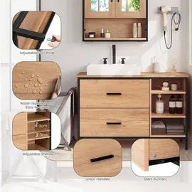 EUGAD Waschbeckenunterschrank 2 Schubladen 30 x 60 cm Beige