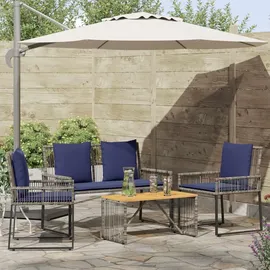 vidaXL Gartenlounge Set 9-tlg. Grau/Marineblau
