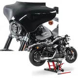 Set: Batwing Verkleidung passend für Harley Davidson Road King / Softail / Fat Boy Craftride schwarz + Motorrad Hebebühne ConStands Midlift L Motorradheber für Chopper bis 680 kg in rot