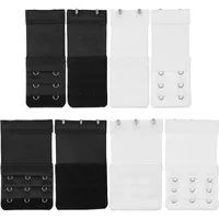 Bequeme BH Verlängerung, 8 Pack, Schwarz, Weiss, Größe S und L, 3 x 3 + 3 x 2 Haken Reihe, für alle BH Modelle, weiches Material, Büsten Verschluss Erweiterung, Bra Extender, BH mit Komfort tragen - S + L, 2 / 3 x 3 Haken