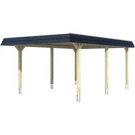 SKANHOLZ Carport Wendland 4,09 x 6,28 m nussbaum mit EPDM-Dach und Pfostenanker