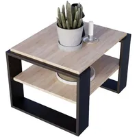 Raumhirsch furniture Couchtisch, Sonoma Eiche, Schwarz, Holzwerkstoff, 63x42x54 cm,