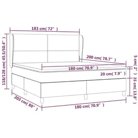 vidaXL Boxspringbett mit Matratze Schwarz 180x200 cm Samt