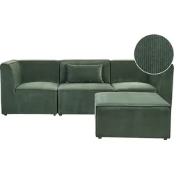 3-Sitzer Sofa Cord dunkelgrün mit Ottomane LEMVIG