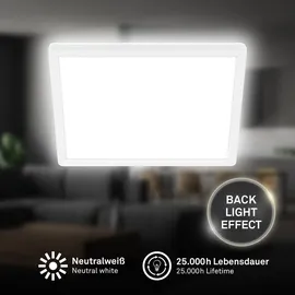 B.K.Licht Briloner Slim Case LED Deckenlampe, Indirektes Licht, Neutralweißes Licht, Weiß, 29 x 29 x 3 cm