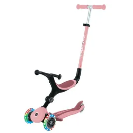 GLOBBER Go-Up Active Lights 3 in 1 Dreirad Laufrad und Scooter 120/80 mm 3-Rädrig Höhenverstellbar Pastellrosa