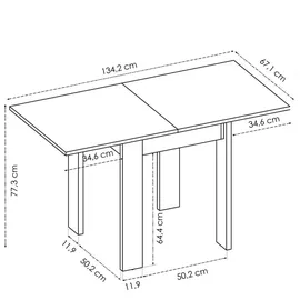 Dmora Dbli ausziehbarer Tisch 79/134 x 67 x 79 cm Weiß