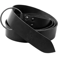 Leonardo Carbone® Unisex Wikinger Ringgürtel mit Thors Hammer-Prägung Vali - Ledergürtel Herren, Mittelalter Kleidung, Gürtel Damen, LARP, Karneval, Cosplay, Hobbit Kostüm - 100% Echtleder Schwarz - 190.0 cm