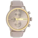 Oozoo Herrenuhr C11315 Taupe-Goldfarben Lederband 45 mm - Braun