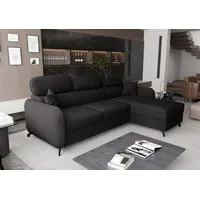 AX LIVING Ecksofa mit Schlaffunktion Ribella 5 L-Form 265cm, Samt in Grafit Rechts - Schwarz