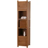 Mendler Teak-Hochregal HWC-M87, Badschrank Badregal Badezimmer, hochwertiges B-Grade-Teak (Kernholz, 20-30 Jahre), 181x40cm