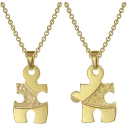 trendor 75950 Puzzle Partner Set Gold auf Silber + 2 Halsketten
