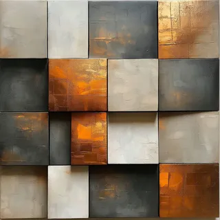 Euroart Metallbild Copper Abstract IV, Mehrfarbig, Metall, quadratisch, 50x50x2 cm, einfache und schnelle Anbringung, Bilder und Zubehör, Wandbilder, Metallbilder