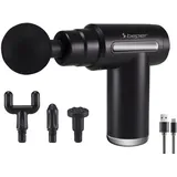 Beper P302MAS002 Perkussionsmassagegerät, 30W, wiederaufladbare Massagepistole, 4 austauschbare Köpfe. 6 Intensitätsstufen, Schwarz