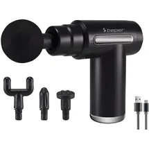 Beper P302MAS002 Perkussionsmassagegerät, 30W, wiederaufladbare Massagepistole, 4 austauschbare Köpfe. 6 Intensitätsstufen, Schwarz