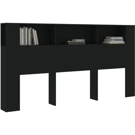 vidaXL Kopfteil mit Ablagen Schwarz 200x18,5x104,5 cm