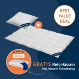 4-Jahreszeiten Daunendecke 135x200 cm + 3-Kammer-Kissen 80x80 cm + GRATIS Reisekissen, Größe: 135 x 200 cm