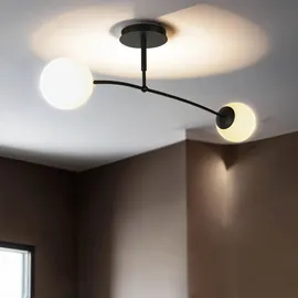 Licht-Erlebnisse Kugel Deckenlampe 2-flammig schwarz, weiß, Glas, Metall