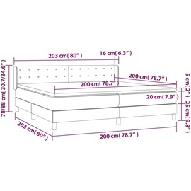 vidaXL Boxspringbett mit Matratze Weiß 200x200 cm Kunstleder - Weiß