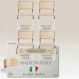 Haris Børn® Design Freischwinger Stühle Wiener Geflecht (4er Set) – handgefertigt in Italien – Rattanstühle Buche – Esszimmerstühle zeitlos, bequem & stabil - 30 Tage risikofrei testen