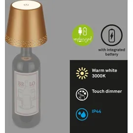 Brilo Akku-Flaschenlicht Flaska Gold-Matt 2,6W