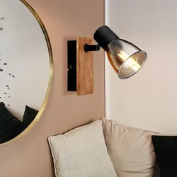 Wandleuchte Wandstrahler Flurleuchte Schlafzimmerlampe Holz Metall dunkelbraun