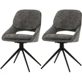 Mendler 2er-Set Esszimmerstuhl HWC-N73, Küchenstuhl, drehbar Auto-Return, Stoff/Textil Chenille (490g/m2) Öko-Tex - dunkelgrau