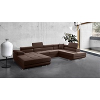 Beautysofa Ecksofa VILD U, U-Form Ecksofa im modernes Stil, Polstersofa, XXL Eckcouch für Wohnzimmer, mit Schlaffunktion + Bettkasten braun