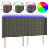 vidaXL LED Kopfteil Dunkelgrau 183x16x118/128 cm Samt