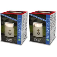 Konstsmide LED Gedenklicht/Grablicht, mit 8h Timer, 1 flackernde warm weiße Diode, batteriebetrieben, Außen (IP44), Batterie: 2x D 1.5V (exkl.) - 1869-180, Weiß (Packung mit 2)