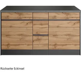 kochstation Winkelküche L-Form 490 x 153 cm beige
