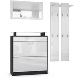 Vladon Loret Garderobe 180 x 200 x 23 cm Weiß Hochglanz