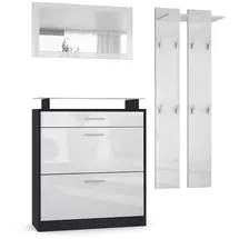 Vladon Loret Garderobe 180 x 200 x 23 cm Weiß Hochglanz