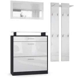 Vladon Loret Garderobe 180 x 200 x 23 cm Weiß Hochglanz