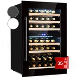 Klarstein Weinkühlschrank Vinsider 35 bottle Duo, für 35 Standardflaschen á 0,75l,2 Zonen Wein Flaschenkühlschrank Weintemperierschrank Kühlschrank schwarz