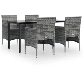 vidaXL Garten-Essgruppe 5-tlg. Grau/Schwarz