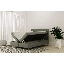 Fun Möbel Boxspringbett Schlafzimmerbett LUCIEN 180x200cm in Stoff Soro Grau - Grau