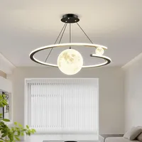 Aleaty Moderne Pendelleuchte Dimmbar Rund LED Hängelampe Mit Fernbedienung Höhenverstellbar Kronleuchter Esstischlampe Höhenverstellbar Hängend für Esszimmer Wohnzimmer Küchen (Schwarz)