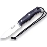 Joker Bushcraft Jokermesser Ember F CM123-P, Schwarze Lederscheide, Gürtelmesser mit 10,5 cm Klinge, Micarta-Griff, mit Feuerstahl und Parakord 550, Werkzeug zum Fischen, Jagen, Campen und Wandern