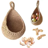 NatüRliche Woven Obst Korb,Gewebter Obst-HäNgekorb,Frucht GemüSe HäNgematte,GemüSe- Und Obstkorb Zum AufhäNgen An Der Wand, GroßEr Gewebter Obstkorb,Obstkorb FüR Die Aufbewahrung In Der KüChe (#1)