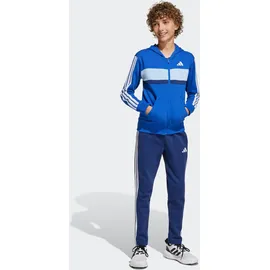 adidas Trainingsanzug ADIDAS SPORTSWEAR "SEASONAL ESSENTIALS TIBERIO 3-STREIFEN KIDS", Jungen, Gr. 176, blau (royal blau, weiß, glow blau), Obermaterial: 70% Baumwolle, 30% Polyester, Sportanzüge Trainingsanzug