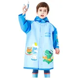 Regenmäntel Kinder, Regenponcho Wasserdichte Regenjacken mit Rucksackabdeckung Mädchen Transparente Regenbekleidung Mit Tragbarer Tasche Kinder Kapuzen Kleinkind