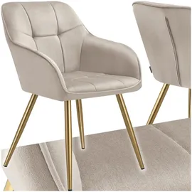 Tectake Esszimmerstuhl Marilyn gepolstert Polyester taupe/gold