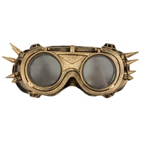 Das Kostümland Steampunk Fliegerbrille mit Dornen - Gold - Brille Erfinder Zeitreisender Kostüm Goggles Cyberpunk Schweißerbrille