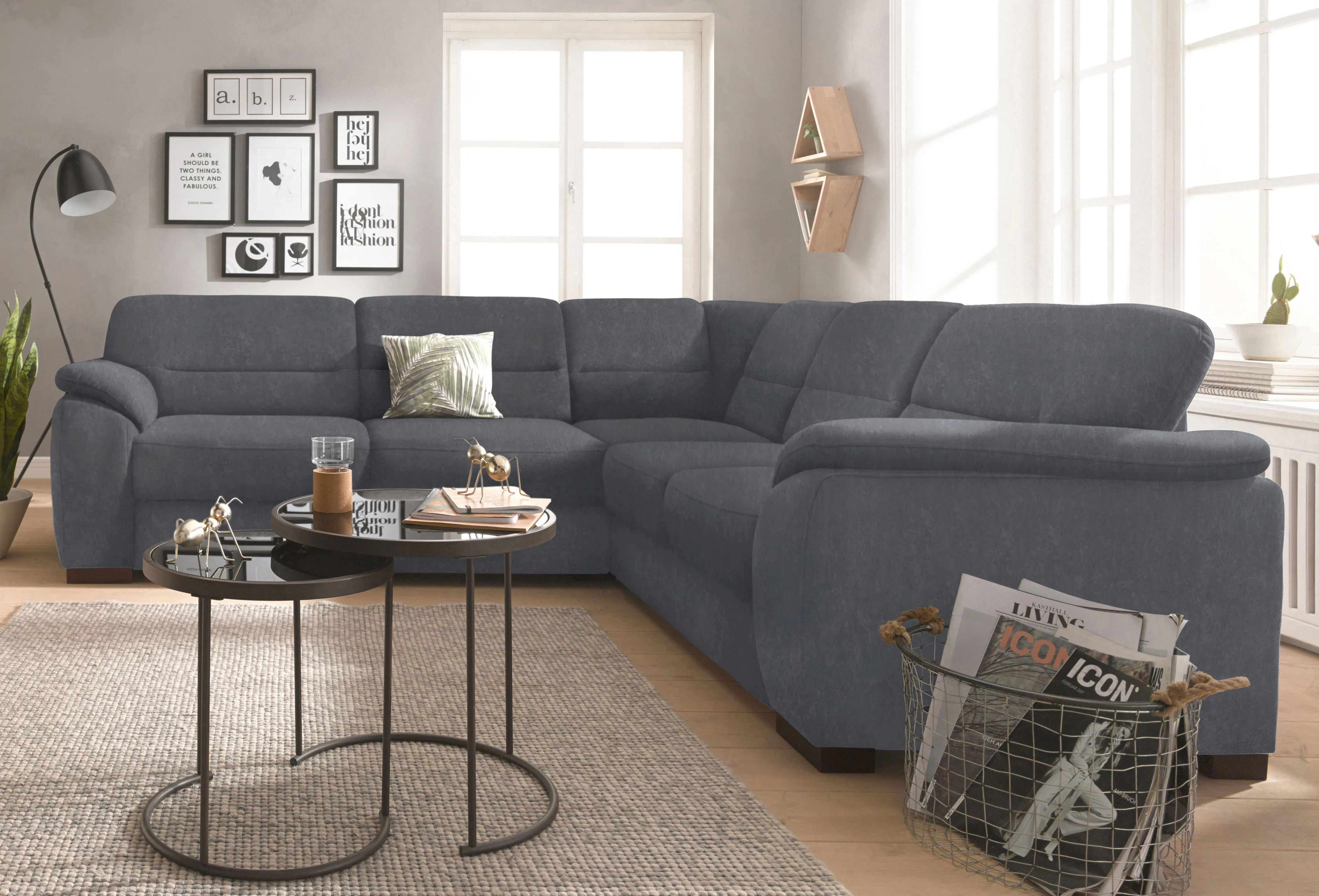 sit&more Ecksofa »Montego L-Form«, wahlweise mit Bettfunktion und Schubkasten sit&more dunkelgrau