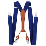 axy Hosenträger Herren Hosenträger 4 Stabile Clips X-Form 2,5cm Breit verstellbar und elastisch 120cm Lang blau